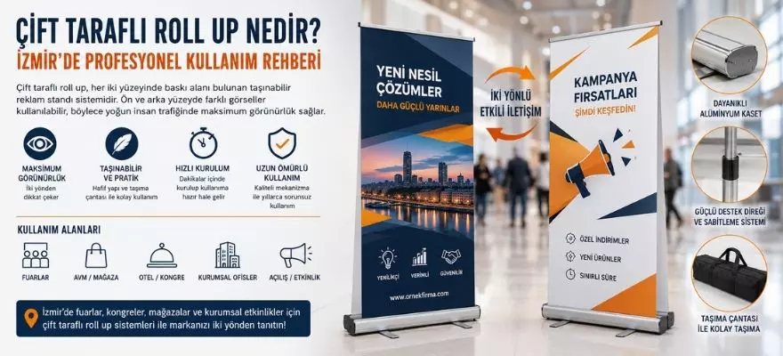 Çift Taraflı Roll Up Nedir? İzmir’de Profesyonel Kullanım Rehberi