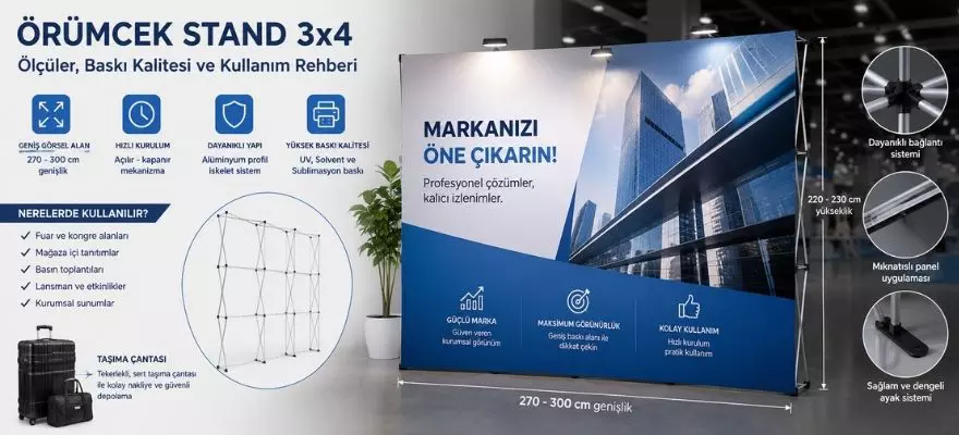 Örümcek Stand 3x4 Nedir? Ölçüler, Baskı Kalitesi ve Kullanım Rehberi