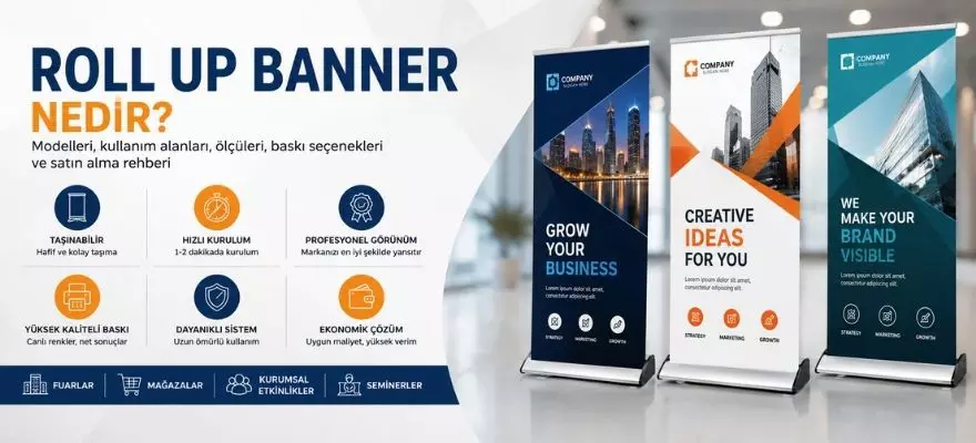 Roll Up Banner Nedir Modelleri, Kullanım Alanları ve Satın Alma Rehberi