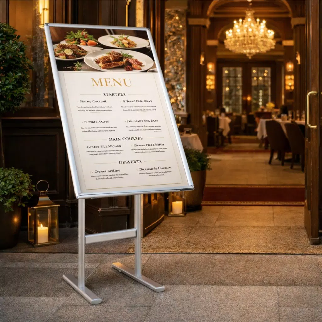 T Ayaklı Menü ve Bilgi Panosu Eloksal A3 (420x297 mm) Gri_1