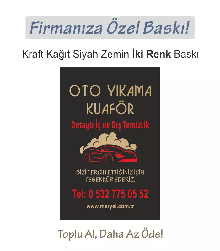 Kraft Oto Paspas, 50×35 cm. Siyah Zemin, İki Renk Baskı Dikey Kraft Oto Paspas, 50×35 cm. Siyah Zemin, İki Renk Baskı Dikey