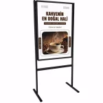 Klasik Afiş Standı 50x70 cm, Çift Taraflı Ayaklı Reklam Panosu Siyah