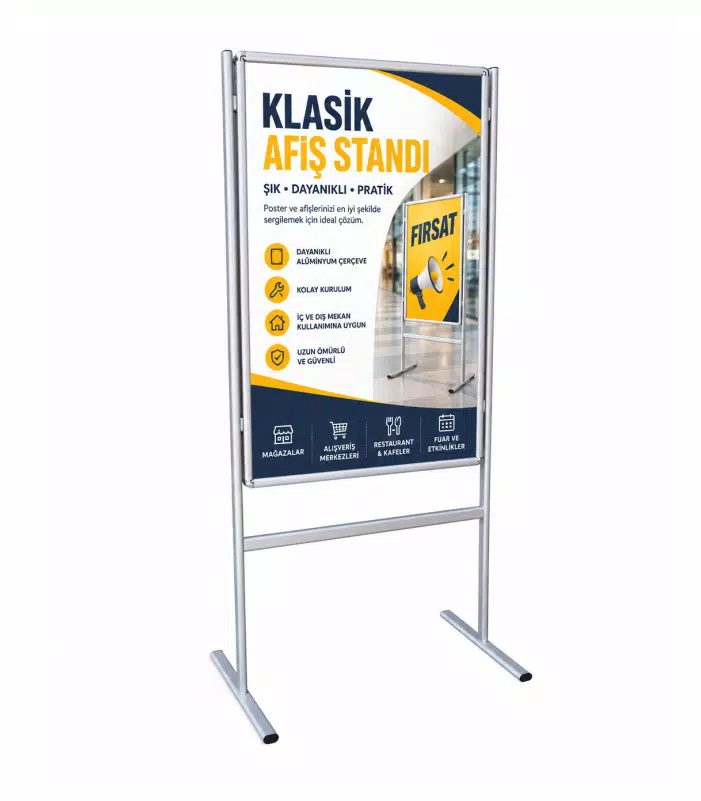 Klasik Afiş Standı 70x100 cm, Tek Taraflı Ayaklı Pano Klasik Afiş Standı 70x100 cm, Tek Taraflı Ayaklı Pano